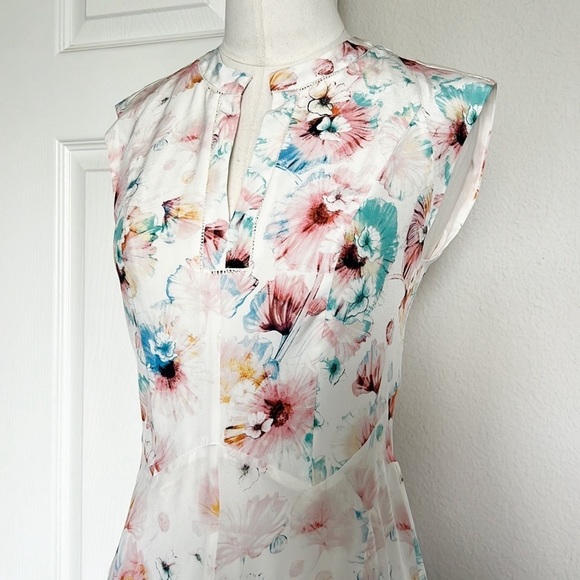 Rebecca Taylor Poppy Print Silk Godet Dress - Picture 6 of 9